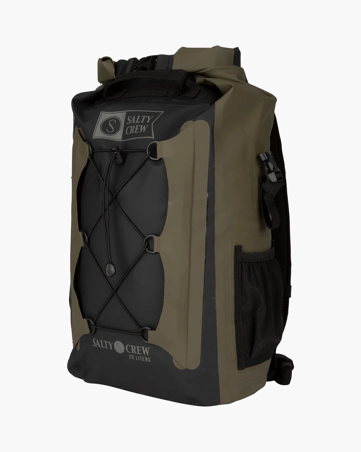 Salty Crew Voyager Roll Top Backpack – Black/Military