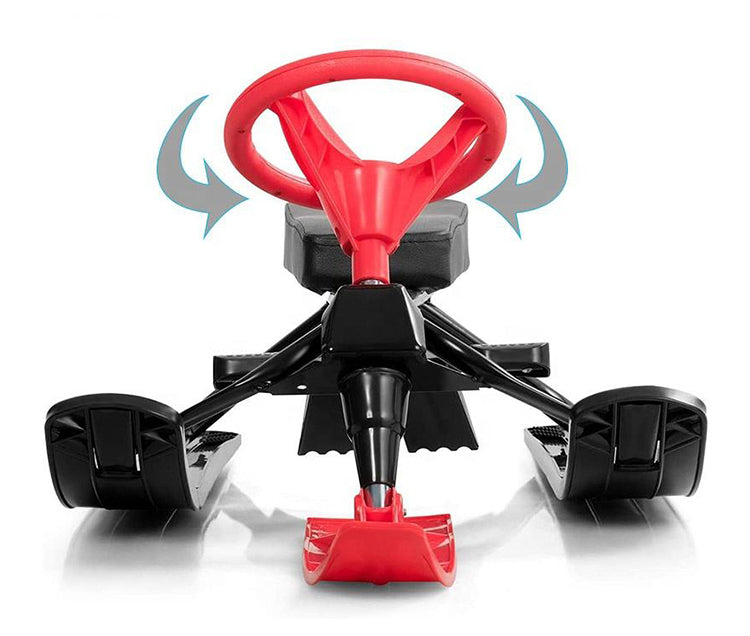 Snowracer-slede med ratt - Rød