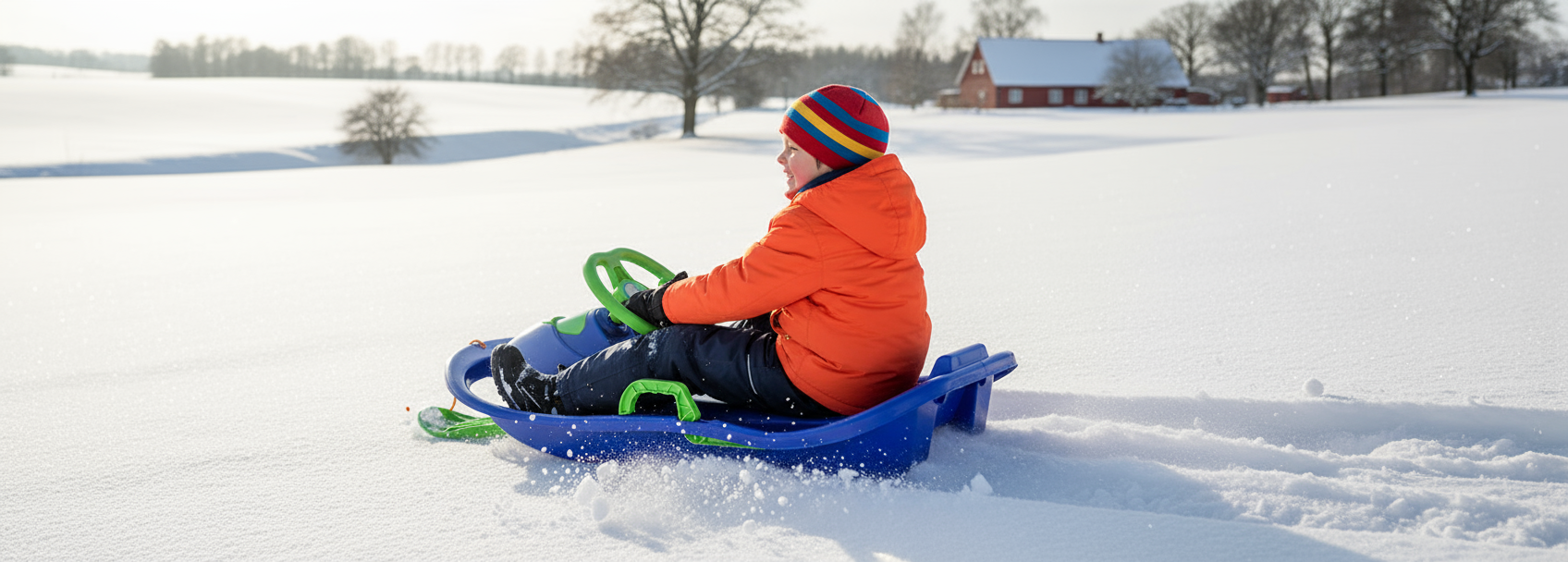 Bobslede med ratt og bremser - Blå/Grønn