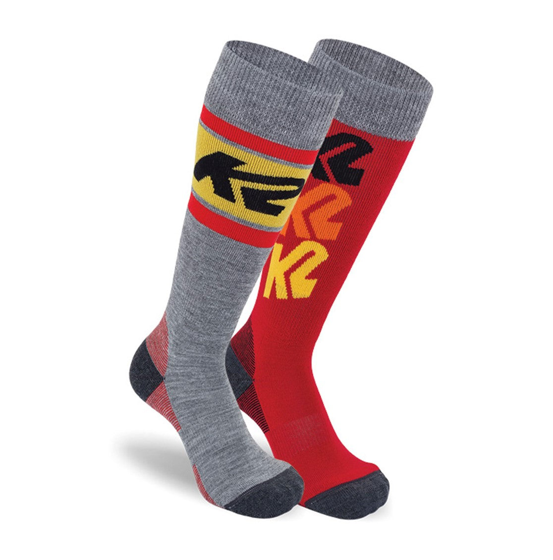 k2-skisokker-all-mountain-2-pack-grey-yel-red-boern