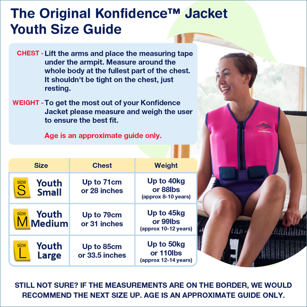 konfidence-original-svoemmevest-junior-stoerrelsestabel